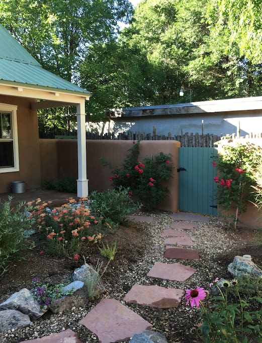 front courtyard perennials and side gate
