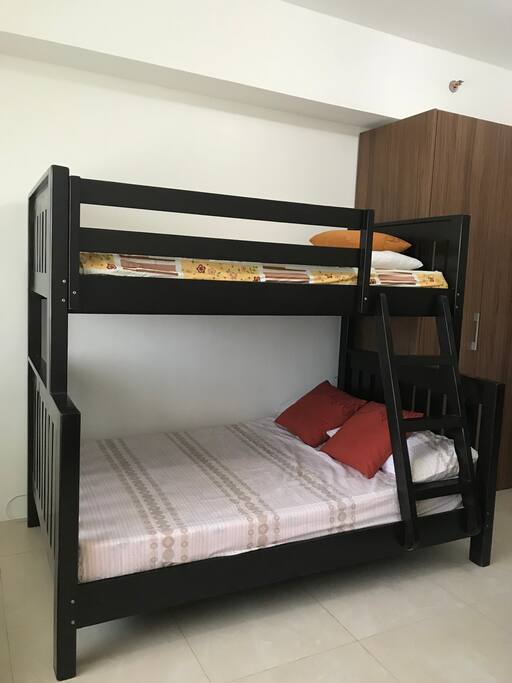 We’ve provided a double deck good for 3 (double at the lower level and single at the second)