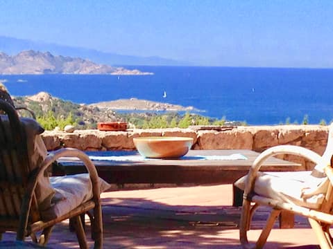 Magical position over islands and Smeralda sea