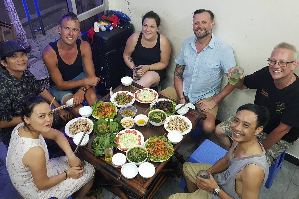 Friends, family, and guests often get together for meals.
