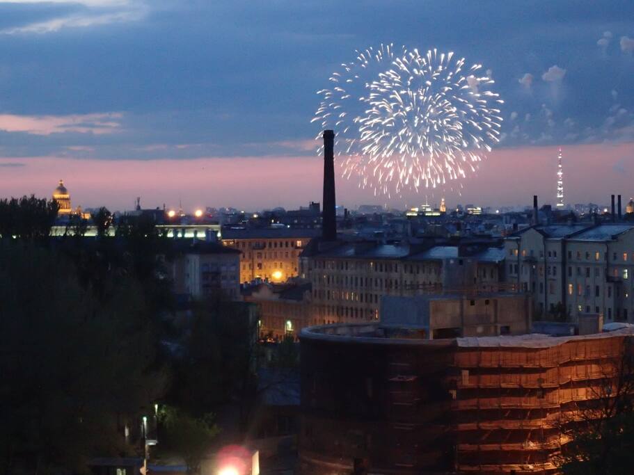 Saint Isaac Cathedral, Peter and Paul Fortress from bedroom window