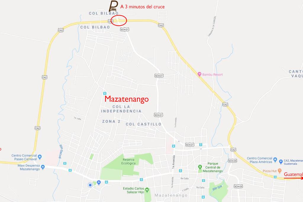 Forma de Llegar, de Guatemala, cruce a su derecha, de Frontera de México cruce a su derecha y pase abajo del túnel del paso a desnivel