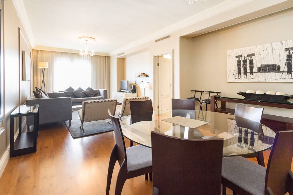 Spacious open plan lounge and dining area with juliet balcony over Main Rd