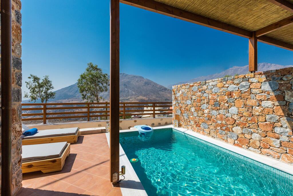 Private pool with sun beds