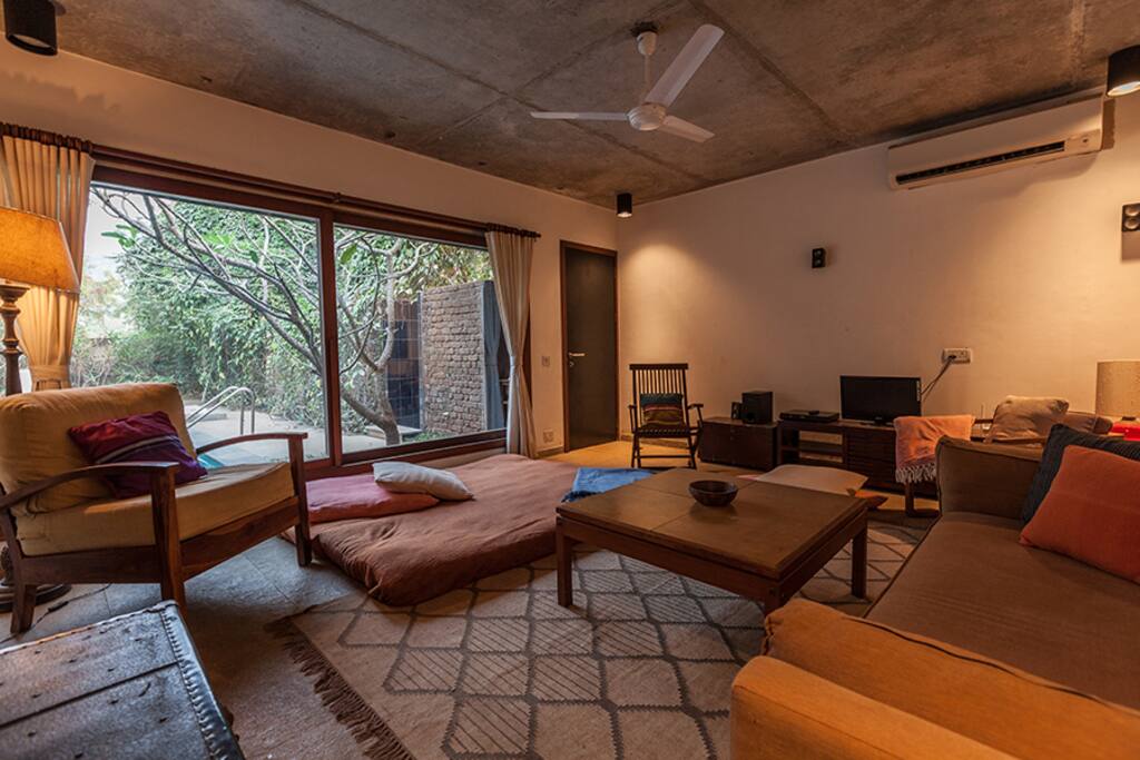 Warmly lit Living Area