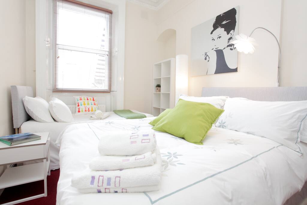 Each bedroom contains a double and single bed.