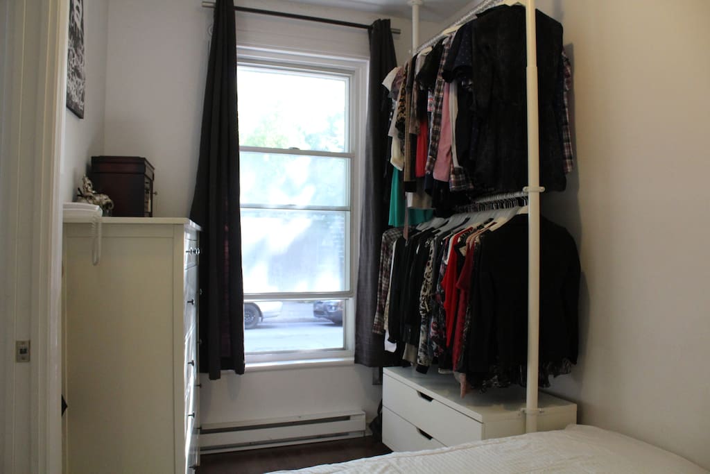 Bedroom with clothing space