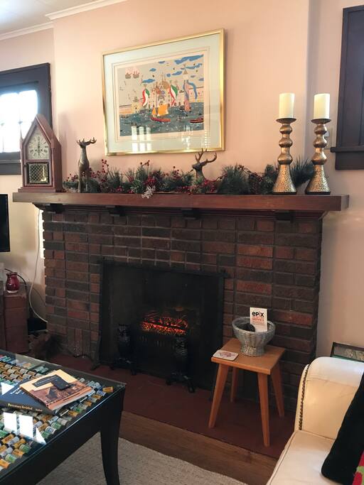 Electric fireplace in the living room.