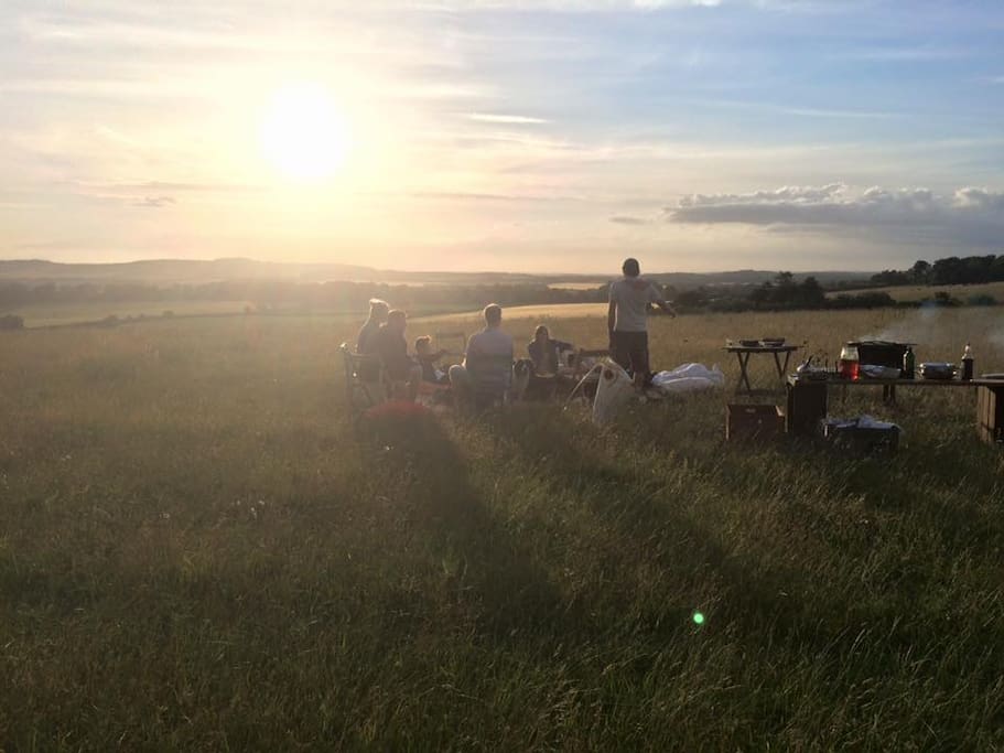 Sunset picnic on the farm