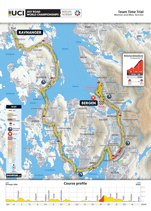 Route in Road Cycling World Championships 2017