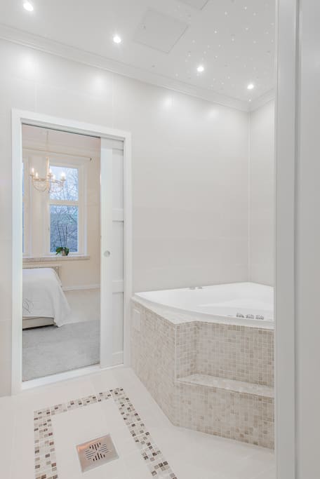 Master bedroom's bathroom, with rainshower and jacuzzi