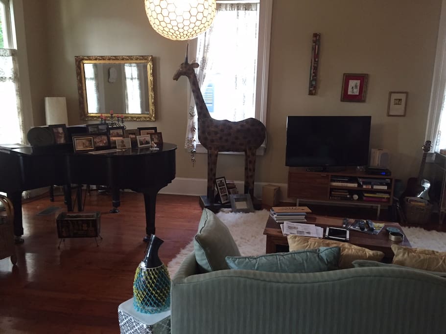 Take off your shoes and play a little piano or watch a movie...