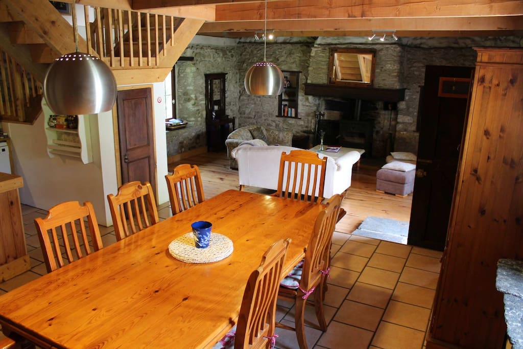 The Campan living area is very spacious with a large log fire in the lounge area