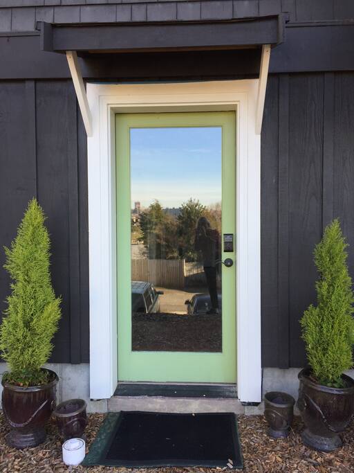 This is the private entrance with a key pad for guests.