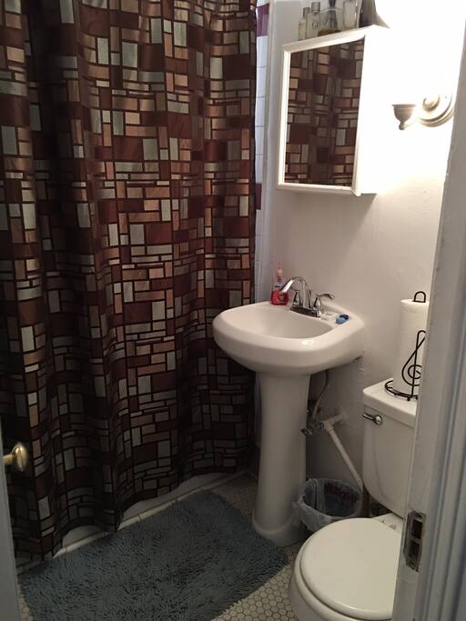 Bathroom with shower.