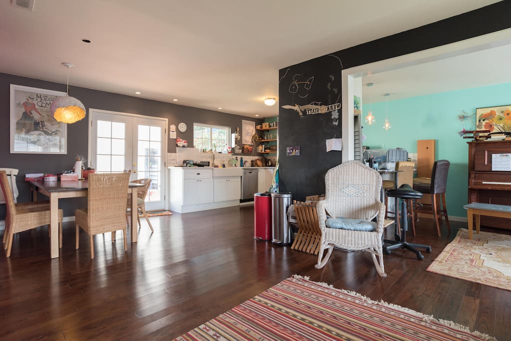This is the main room with dining and kitchen. please note that the colors have changed but it is otherwise the same