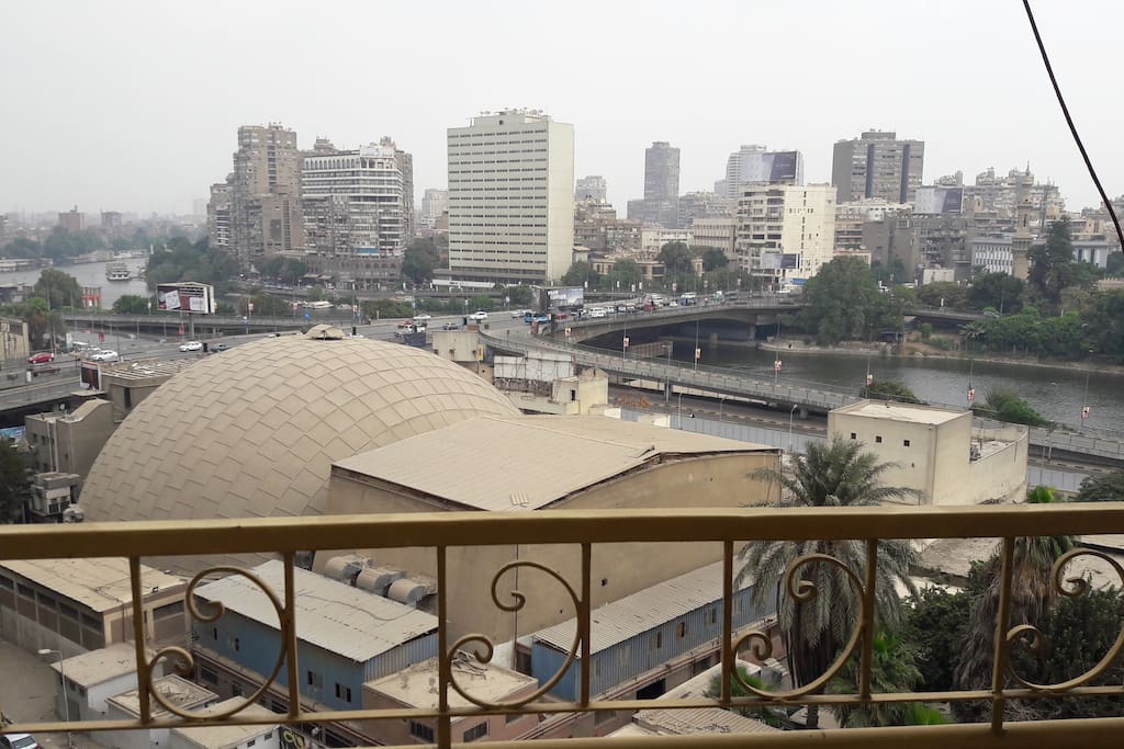 View of the Nile, Zamalek Island, and the 15th of May Bridge