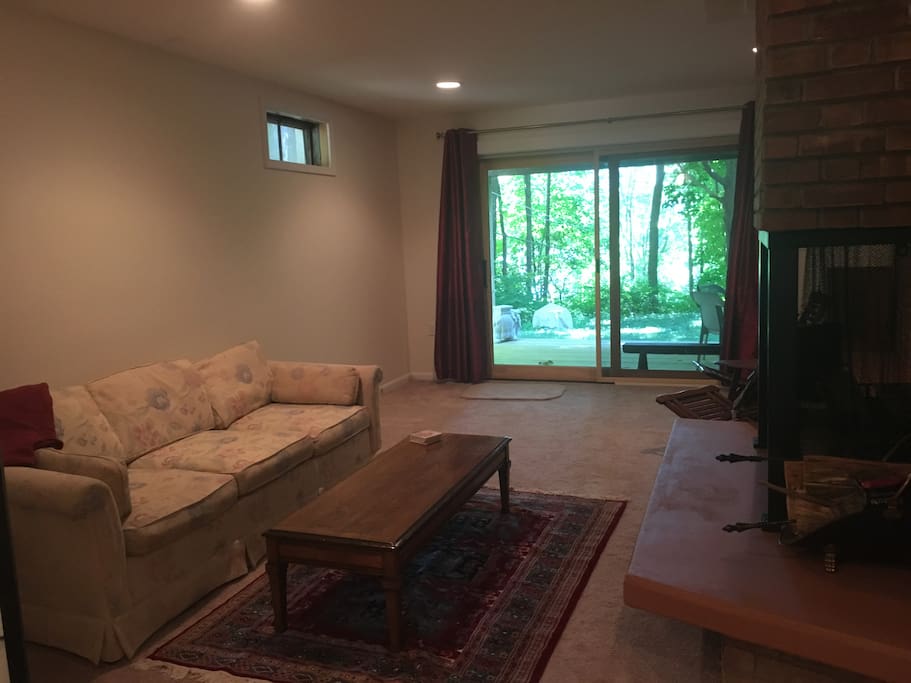 Couch and seating area in bedroom