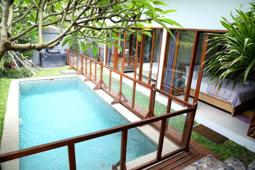Fenced in pool.