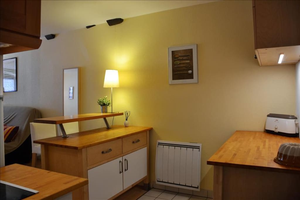 The kitchen area