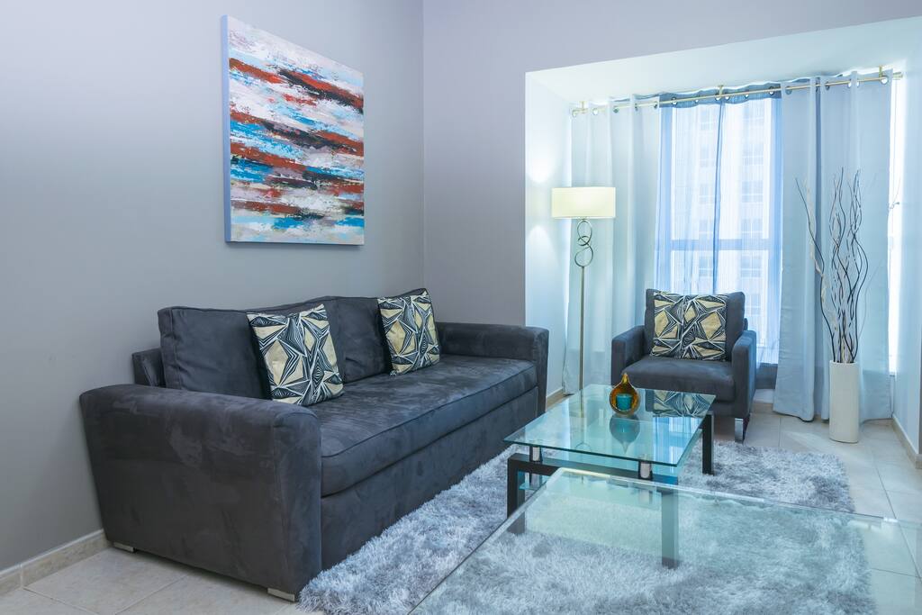 Living room with extra guest bathroom