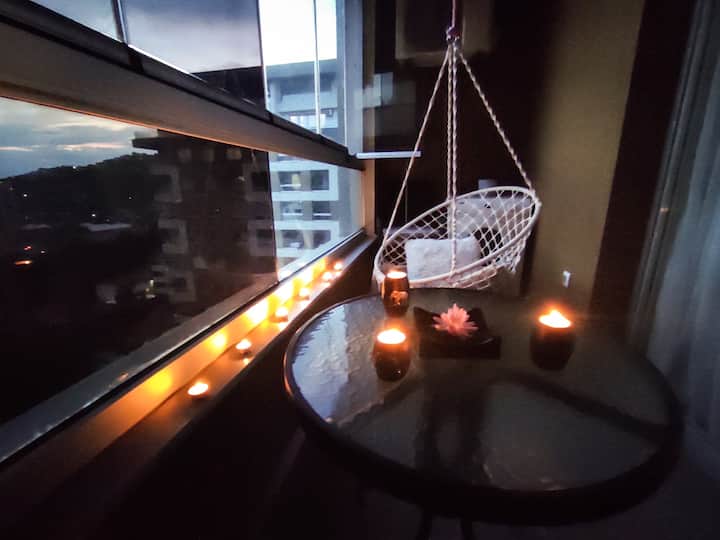 Attractively furnished studio apartment with astonishing view from the balcony