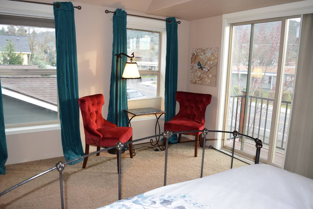 seating area and private balcony