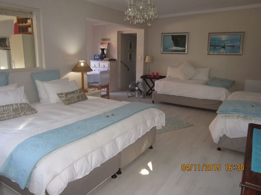 Open plan room with beds