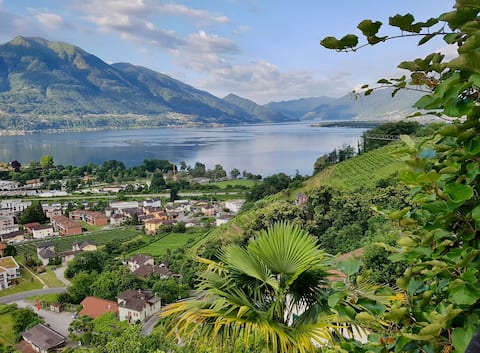 Margarita overlooking lake and mountains