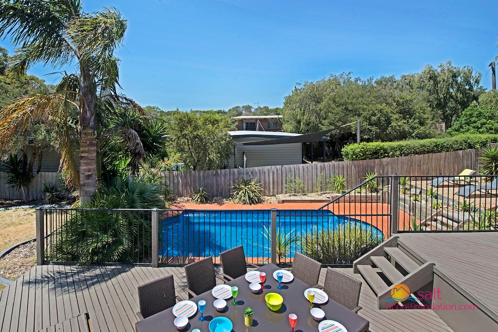 Beautiful views over the pool from top deck