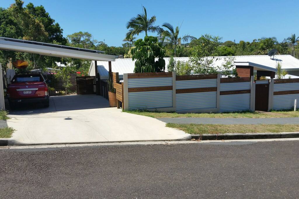 Carport and side/main entry.