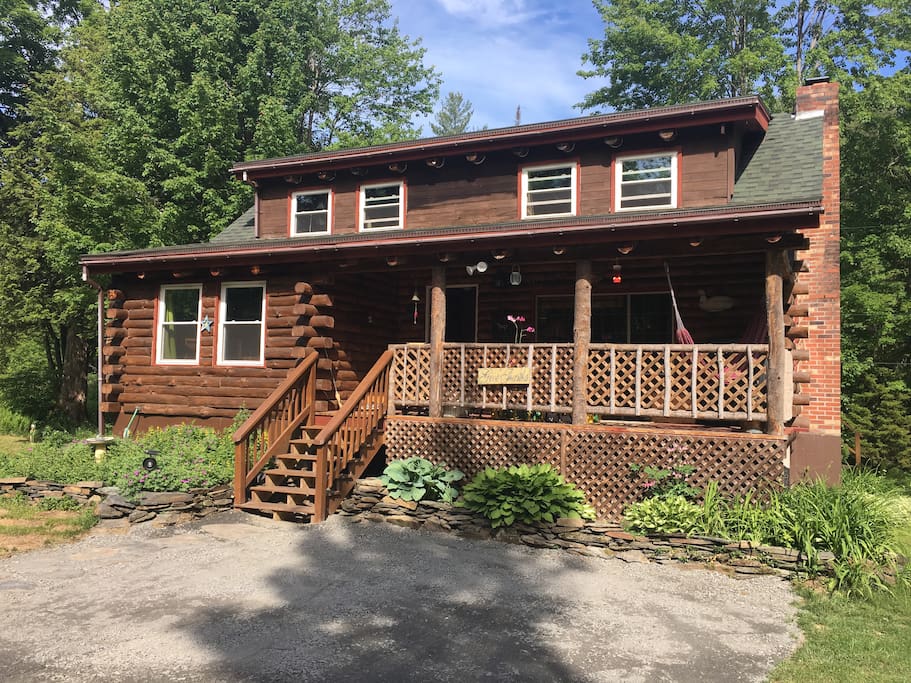 This three-story log cabin is perfect for a family of four.