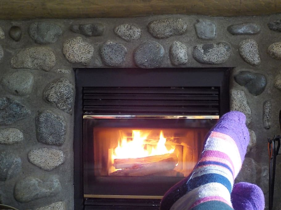 The fireplace will be stocked and ready for you! (feet not included!!)