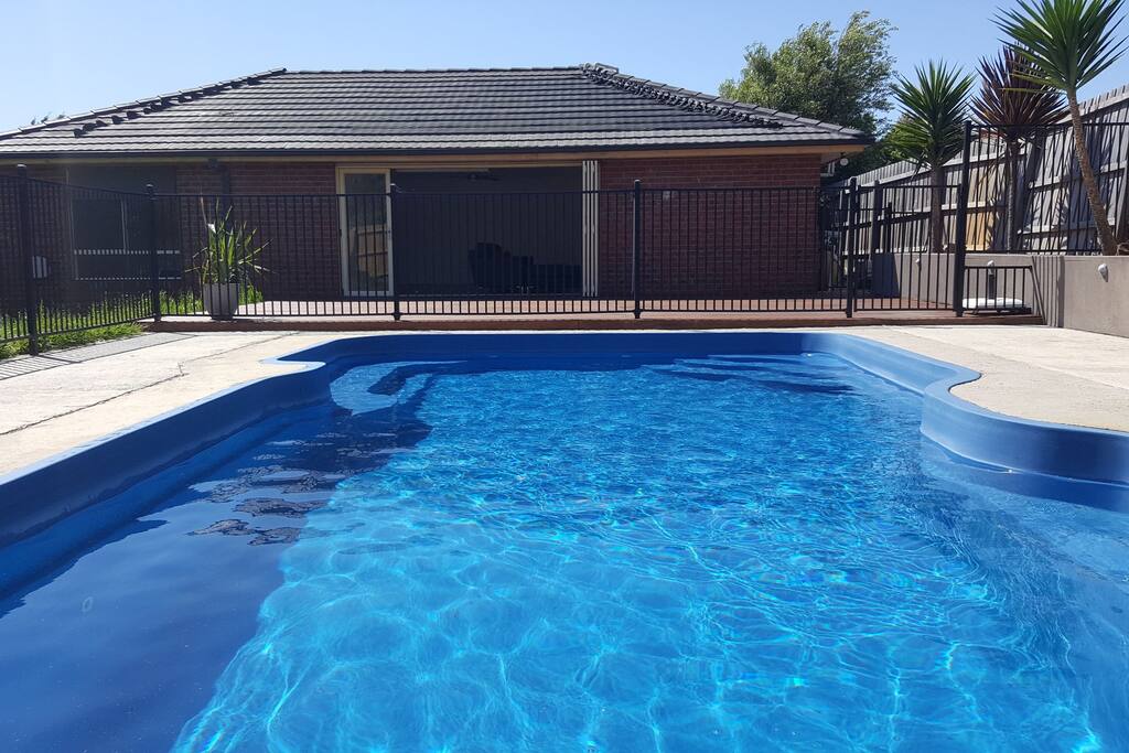 Solar heated swimming pool