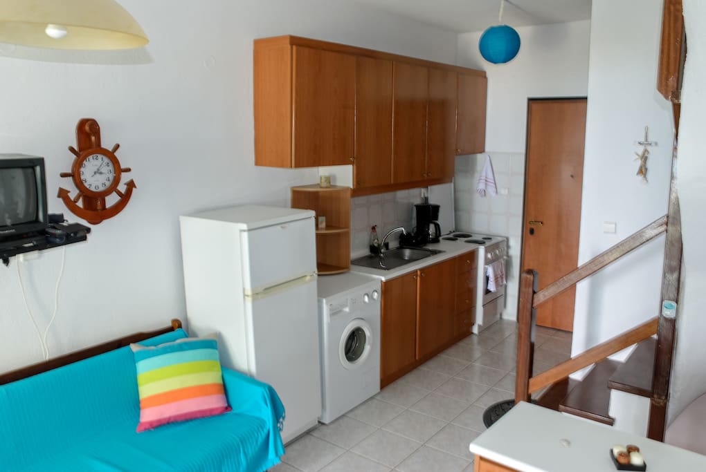 living space with the kitchen