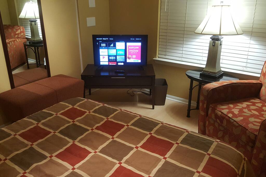 32 inch flat smart TV with Local Channels, Netflix and other popular streaming services are readily available.