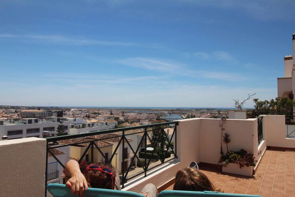 Sea, city and countryside panoramic view.