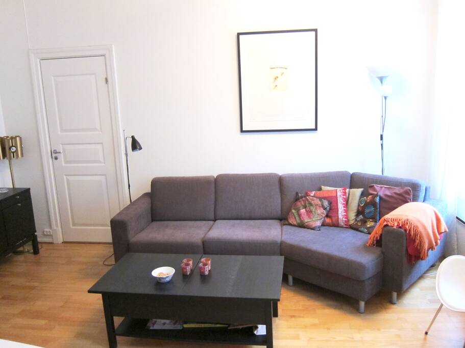 Nice living room with a comfortable sofa.
