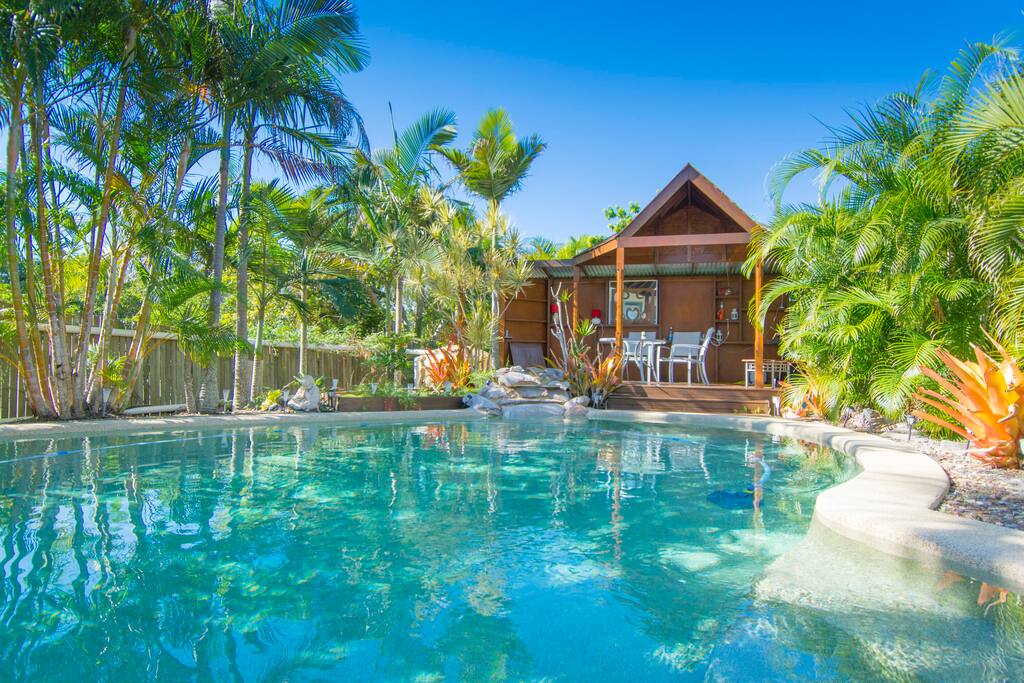 The pool area is very enticing