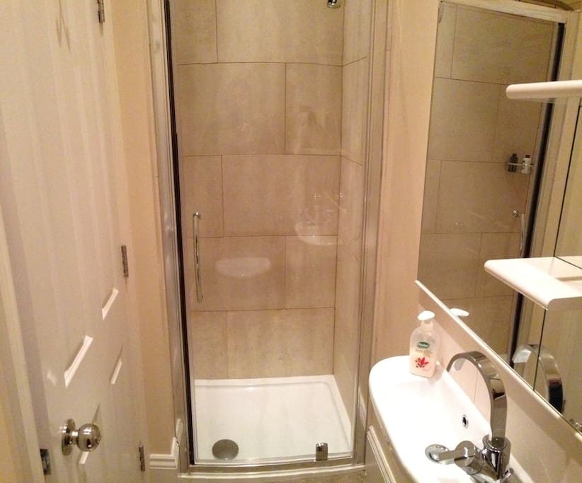 The ensuite has a large shower cubical