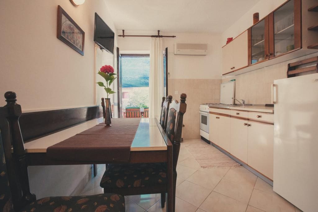 kitchen and living room .. you can see entrance to the terrace ..