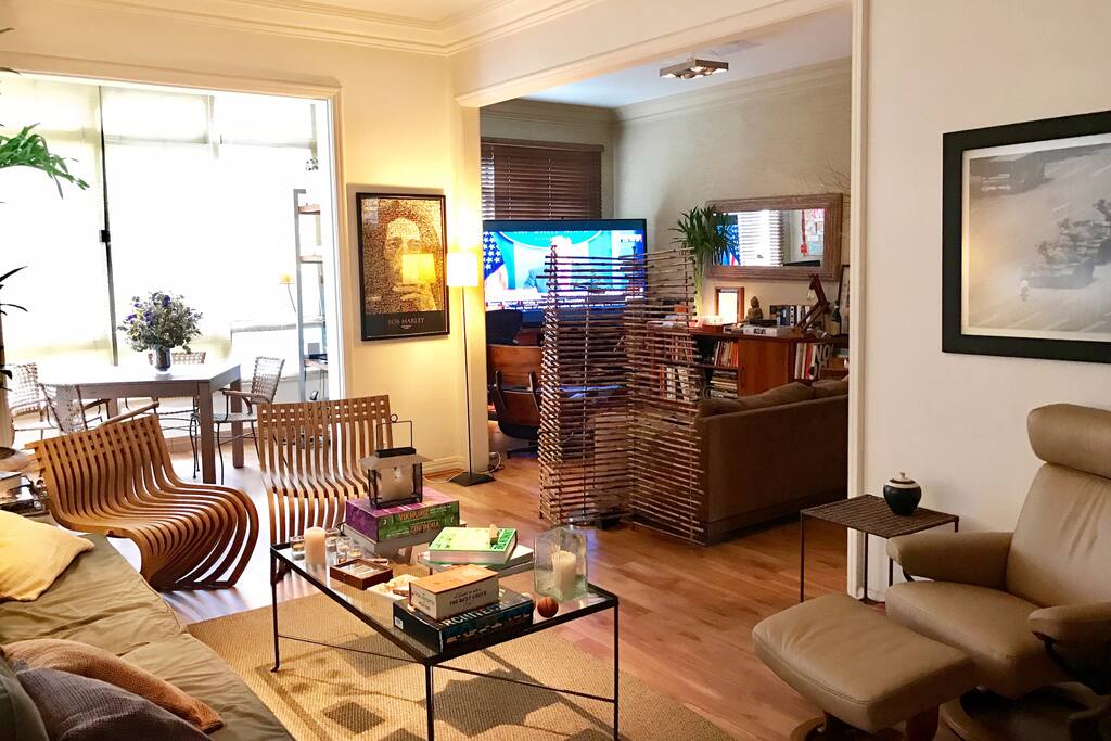 Living room, home theater and integrated balcony