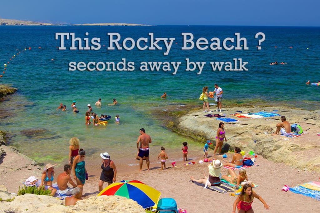 This is the first rocky beach right opposite the apartment