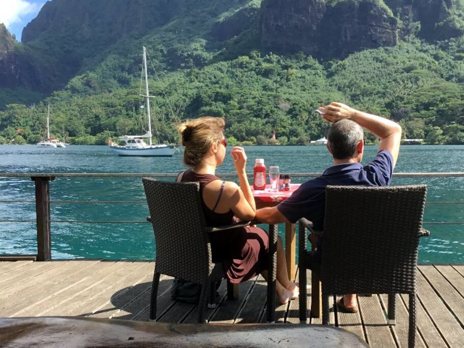 Enjoying the view from the terrace