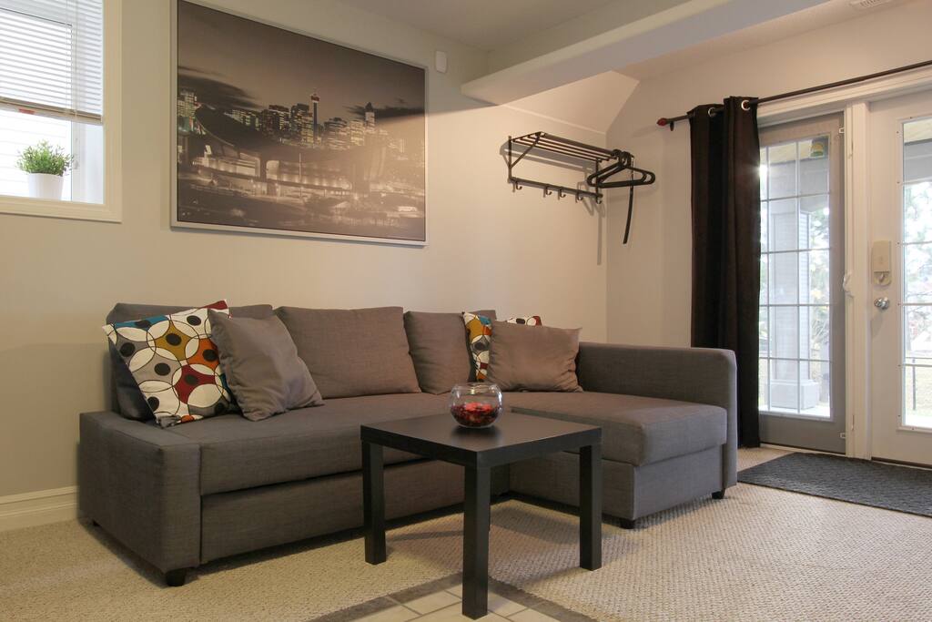 The living room with pull-out sofa that can sleep 2 people.