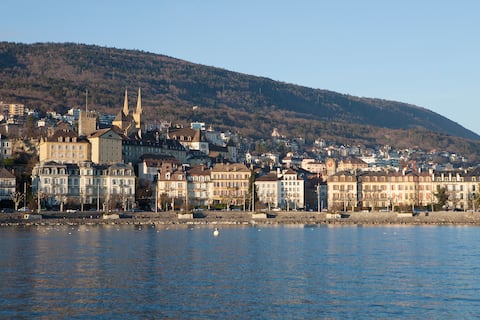 City centre with lake view