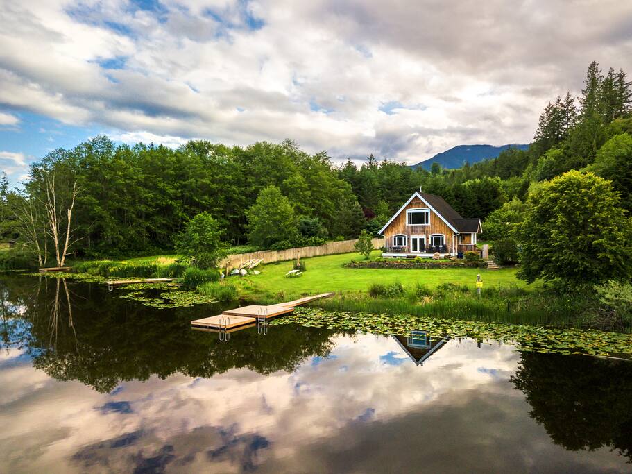 House front faces the lake