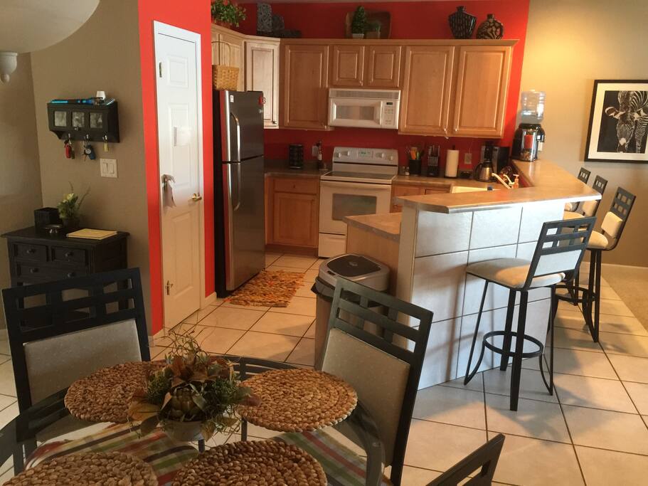Kitchen with Table and Bar Seating
