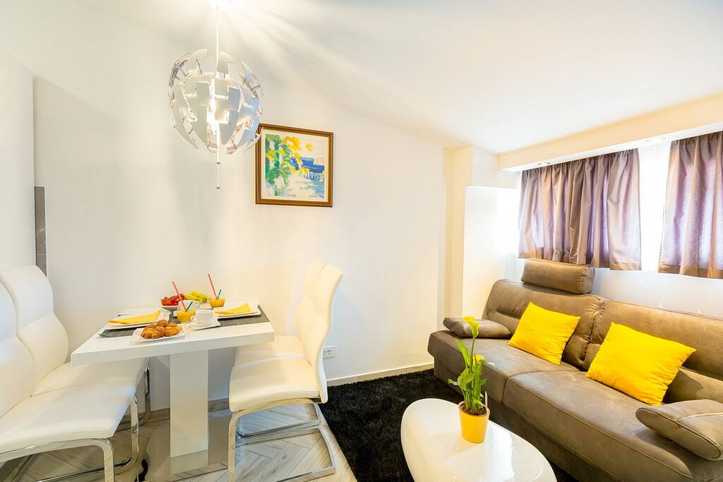 Living room and dining area