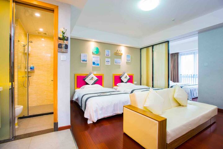 Wind Qingyang/New Business Apartment near Shenzhen Airport with Nordic style, high cost performance, 3-4 people living together / clean and tidy / smart home / quiet and comfortable.